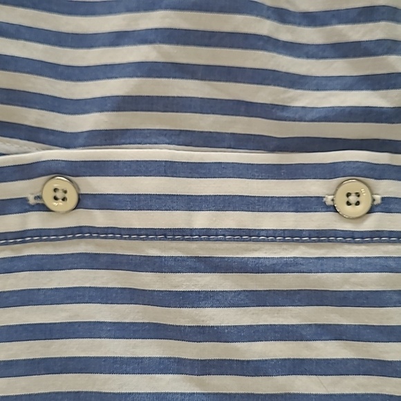 CAbi Blue and White Striped Button-up Crop Shirt size Medium - Picture 5 of 9